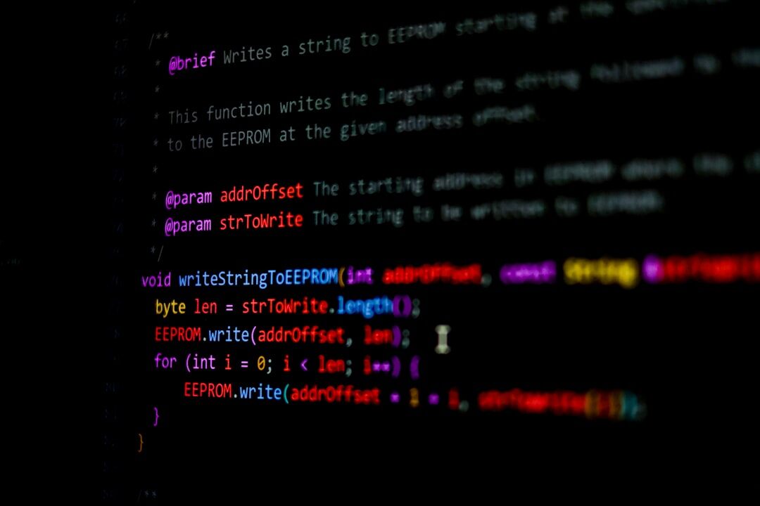 Code on computer screen